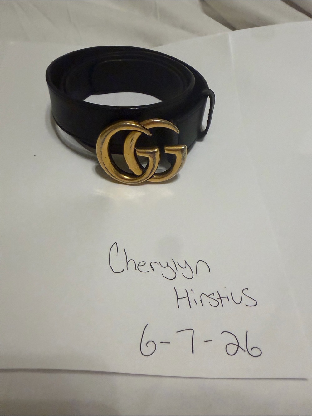 Gucci Black Leather Belt with Gold Double G Buckle